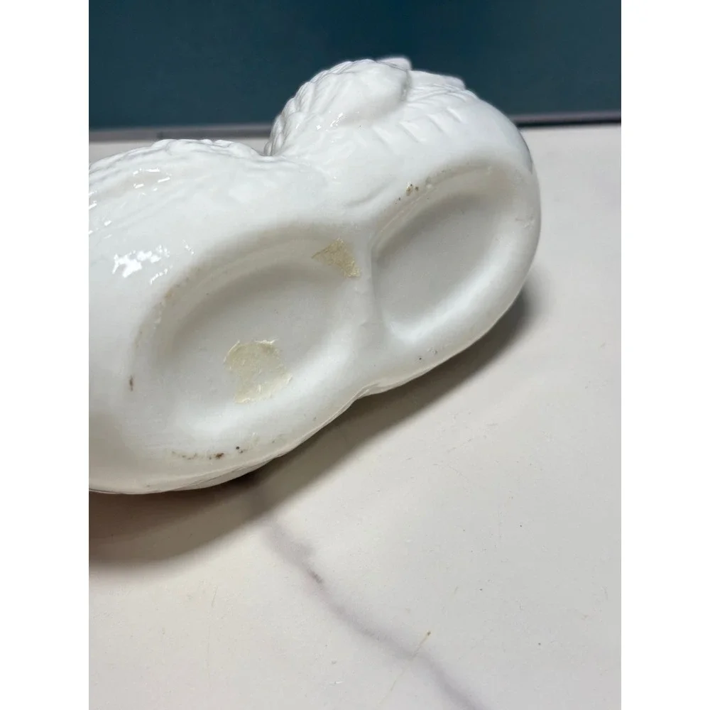 Vintage Porcelain Double Swan Planter Trinket Ring Dish Applied Roses White